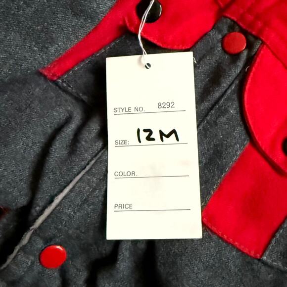 Vintage 90s MGM Kids Fashion Cap Jacket Pants Set 12M Red Gray Baseball Sports - Picture 7 of 10